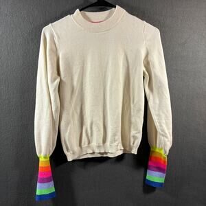 whisper by brodie women silk sweater xs cream rainbow pride luxury boho festival